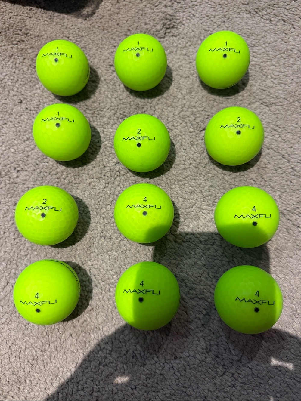 Maxfli Neon Yellow Golf Balls - Lot of 12 used